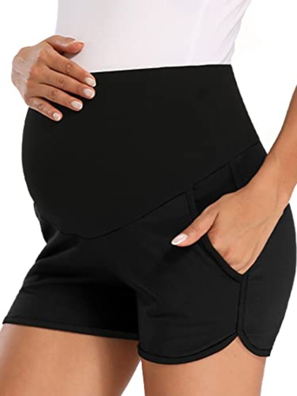 Maternity Shorts Over Belly with Pockets Cotton Spandex Lounge Workout